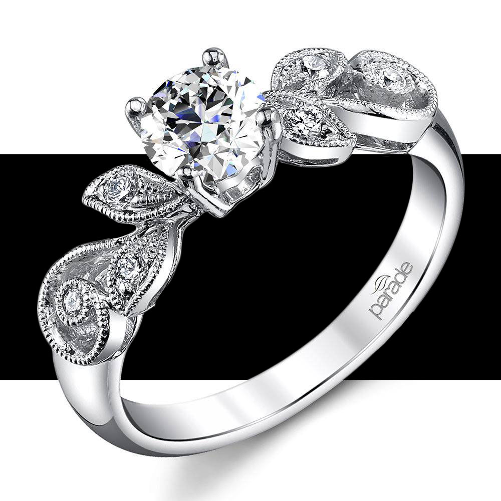 vintage meandering vine diamond engagement ring white gold