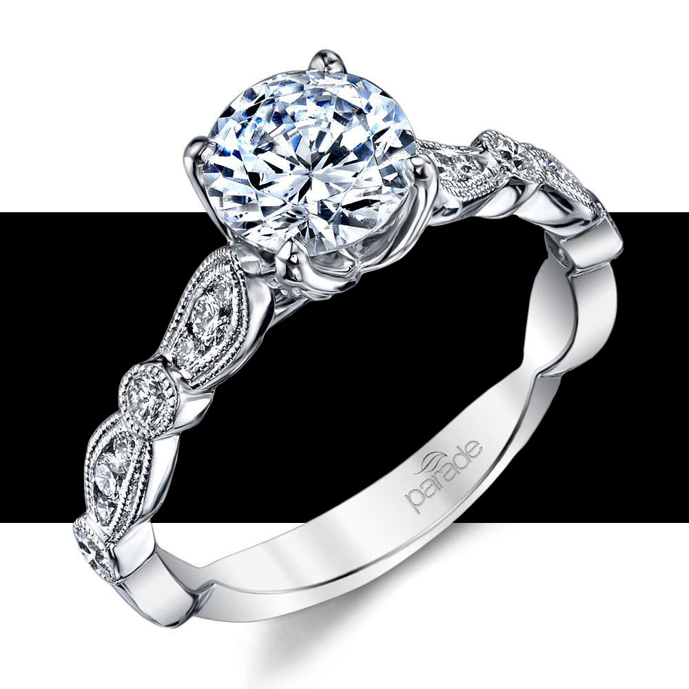 vintage style cathedral diamond engagement ring platinum
