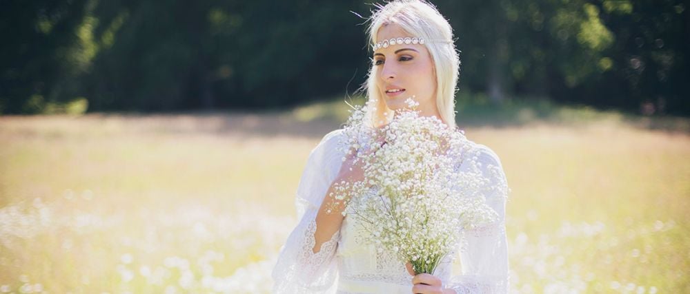beautiful young vintage styled bride